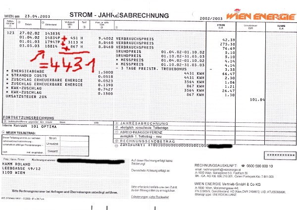 Stromwechsel Rechnung